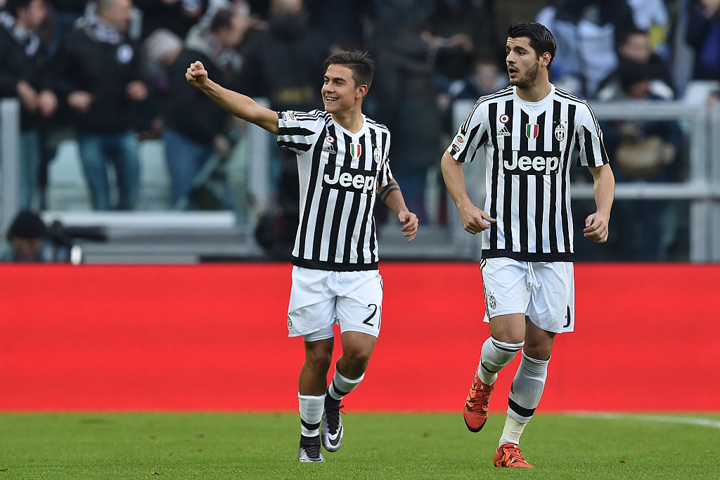 Bộ đôi tiền đạo Morata và Dybala của Juventus